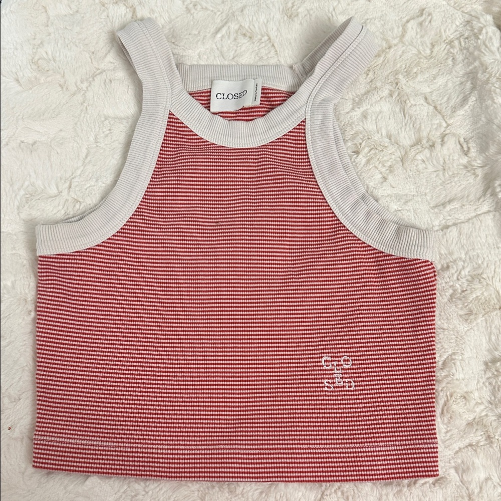 CLOSED red & white striped tank top Sz XS